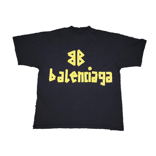 BALENCIAGA OVERSIZED TAPE TYPE T-SHIRT MEDIUM FIT IN BLACK FADED