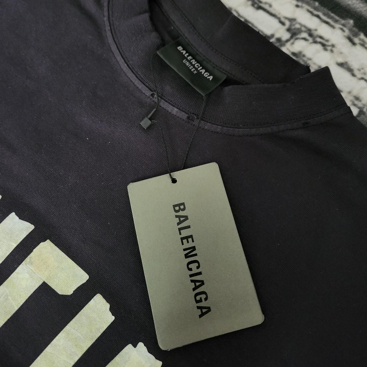BALENCIAGA OVERSIZED TAPE TYPE T-SHIRT MEDIUM FIT IN BLACK FADED